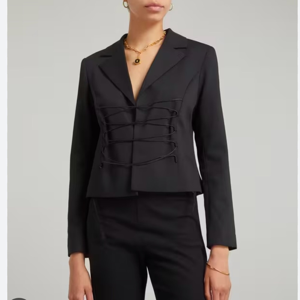 Paloma Wool Black Lace-Up Corset Blazer